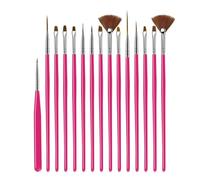 brosser les ongles, Ensemble de 15 pinceaux professionnels for nail art, fournitures Armor, acrylique, gel UV, peinture, spot, ongles, nail art, design, dessin, stylo, outils(Rose Red)