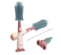 Brosses à Bouteilles en Silicone Alyvisun avec goupillon, [3 en 1] Brosse biberon bébé à Paille, Brosse à tétine pour Tube de Nettoyage,Rouge