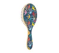 Brosses à cheveux en bois - Brosse à cheveux en bois pour femme - Brosse à cheveux colorée - Hirondelles - Oiseau