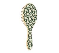 Brosses à cheveux en bois - Brosse en bois pour cheveux - Brosse de massage en bois - Marguerites blanches et abeilles sur vert
