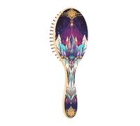 Brosses à cheveux en bois colorées - Masque astrologique mystique - Brosse en bois pour cheveux naturels