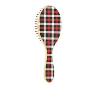 Brosses à cheveux en bois Merry Christmas Buffalo Plaid Tartan Check Ecosse Noir Rouge Paddle Brosse à cheveux pour femmes Brosses en bois pour cheveux Brosse de massage des cheveux
