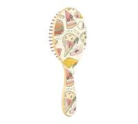 Brosses à cheveux en bois mignonnes de dessin animé Doodle Pizza Paddle Brosse à cheveux en bois pour cheveux Brosse à message en bois