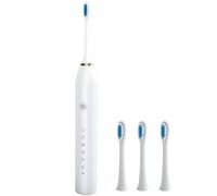 Brosses à dents électriques rechargeables pour adultes avec 4 têtes de brosse et 6 modes de nettoyage - Faible bruit - Étanche - Minuteur intelligent - Durée de vie plus longue - Cadeau blanc