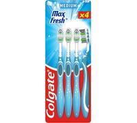 Brosses À Dents Max Fresh - Medium - Haleine Fraîche - Aide À Éliminer La Plaque Dentaire - Lot De 4 Brosses