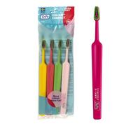 Brosses à Dents TePe Colour Compacte, Extra-Souple, 4pcs | Couleurs Assorties, Brosses à dents pour un nettoyage doux, Conviennent aux enfants et aux adultes, Petite tête de brosse