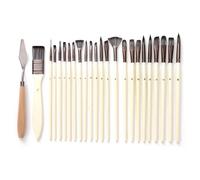 Brosses À Peinture En Nylon Avec Manche En Bois, 24 Pièces, Pour Aquarelle, Stylo, Grattoir, Pour Récurer, P9jd