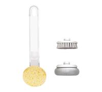 Brosses à vaisselle de cuisine 3 en 1, kit de nettoyage de casseroles à manche allongé pour la maison, le camping, légères et portables (Klar weiß)