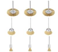 Brosses Abrasives Pour Perceuse Ensemble de mini brosses métalliques en laiton et acier inoxydable 8/15/25 mm, rotatives forme coupelle, stylo T for ébavurage rapide(9pcs brass brushes)