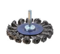 Brosses circulaires en fil torsadé, tige de 6 mm, idéales pour l'ébauche et le nettoyage des surfaces métalliques.