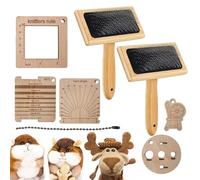 Brosses de cardage pour laine - Cardage à la main pour la laine, brosse à laine multifonctionnelle, brosse à feutrage à aiguille de laine avec poignée en bois | Ensemble de peignes en laine mélangée