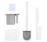 Brosses de toilette et supports en silicone, brosse WC de salle de bain avec poils souples en TPR flexible, brosses de nettoyage de toilettes avec base pour brosse anti-goutte et suceur plat pour