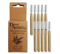 Brosses interdentaires en bambou ~ Manche en bambou, respectueux de l'environnement, lot de 10 (0,8 mm)