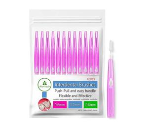 Brosses interdentaires MoriVeda - Lot de 12 (0.6mm) I Brosses interdentaires pour une hygiène buccale propre I Fonction Push-Pull - Développées avec des laboratoires dentaires. 0.6mm