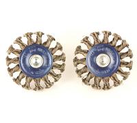 brosses metalliques circulaires 75 mm fils torsades pour perceuse 2pc -