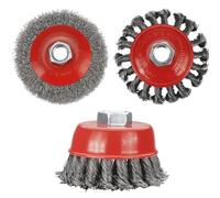 Brosses métalliques, disques en forme de coupe, Roue de brosse en fil d'acier torsadé abrasif M14/5/8-11 pouces, 6 pièces for meuleuse d'angle(3pcs,M14)