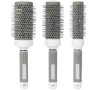 Brosses pour cheveux, salon de coiffure à domicile, poignée antidérapante, brosses à cheveux précises avec revêtement en céramique, 3 tailles légères, lot de 3 brosses à cheveux rondes pour séchage au