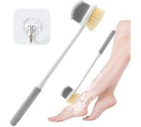 BROSSETTE-Brosse de lavage pour les pieds, 35 cm, avec long manche, avec 1 crochet autocollant, pour personnes âgées