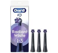Oral-B Têtes de rechange iO Series Radiant White Black, têtes rondes originales, élimination de la plaque pour le blanchiment des dents, 3