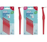 Brossette Interdentaire Angle, Rouge, 0.5mm/ISO 2, 6pcs,élimine la plaque dentaire, nettoyage facile et efficace entre les espaces interdentaires très serrés (Lot de 2)