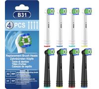 Brossettes Compatible avec Oral-B, CALLYSONIC Brossettes de Rechange Têtes Brosse à Dents Electrique Oral B Compatibles -Vitality Pro 3, Precision, Floss, Cross, Sensitive(4 Blanc+4 Noir）