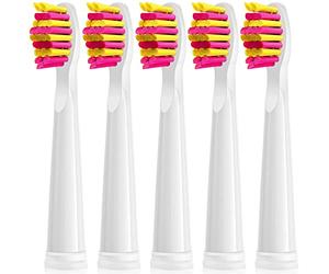 Brossettes de Rechange 5pc Adaptée Pour Fairywill D7/D8/FW507/FW508/FW551/FW2011/FW917/FW959/FW515/Seago SG E9 Brosse à Dents électrique Poils Souple Tete de Remplacements (Rose Tête de brosse)