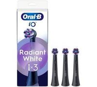 Oral-B Têtes de rechange iO Series Radiant White Black, têtes rondes originales, élimination de la plaque pour le blanchiment des dents, 3