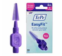 Brossettes Interdentaires TePe EasyFit, Violet, M/L, 6 pièces, élimination de la plaque dentaire, nettoyage efficace entre les dents, adaptées aux espaces moyens à larges