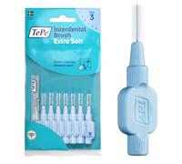 Brossettes Interdentaires TePe Extra Souples, Bleu, 0.6mm/ISO 3, 8pcs | Éliminent efficacement et en douceur la plaque dentaire entre les dents, Pour espaces intermédiaires
