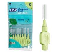 Brossettes Interdentaires TePe, Extra Souples, Verte, 0.8mm/ISO 5, 8pcs, élimine efficacement la plaque dentaire entre les dents, pour espaces larges