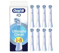 Oral-B Lot De 8 Brossettes De Rechange Ultimate Clean, AUTHENTIQUES, Blanches, Brossage En Profondeur, Elimination De La Plaque Dentaire, Brossette Ronde Pour Les Brosses Electriques Oral B iO