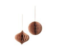 Broste Copenhagen Christmas Mix 70090517 Lot de 2 suspensions en Papier Marron Indien