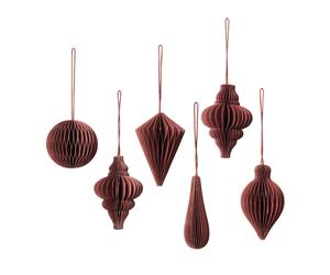 Broste Copenhagen Décoration de Noël Christmas mix Lot de 6 Pompeian red