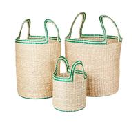 Broste Copenhagen Panier Lykke 3 pièces Natural-green