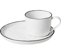 Broste Copenhagen Tasse à Espresso avec soucoupe Salt S 100 ml Porcelaine blanche noire