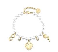 Brosway BHKB280 Bracelet pour femme avec perles blanches et breloque en métal doré