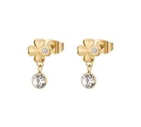 Brosway BHKE183 Boucles d'oreilles femme en acier avec symbole trèfle à quatre feuilles, collection Chakra