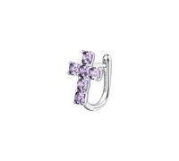 Brosway Boucle d'oreille en acier inoxydable pour femme avec symbole croix | Collection Fancy - FMP21, 14mm, Argent sterling, Zircone cubique