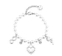 Brosway Bracelet femme avec perles blanches, pendentif cœur en argent, cristaux, élégant bijou BHKB279