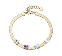 Brosway Bracelet femme BIG17, collier en métal doré avec cristaux, design élégant avec pierres colorées
