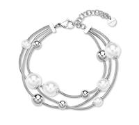 Brosway Bracelet femme en argent avec perles et chaîne tressée, modèle BPC58, élégant bijou de poignet
