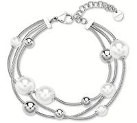 Brosway Bracelet femme en argent avec perles et chaîne tressée, modèle BPC58, élégant bijou de poignet
