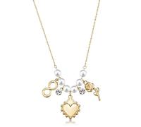 Brosway Collier femme avec perles et cristaux, pendentif cœur en or, chaîne élégante BHKN184