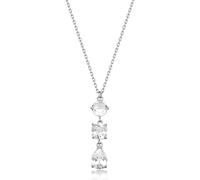 Brosway Collier femme en acier BIG01, élégant bijou avec cristaux pendentifs, longue chaîne en métal argenté