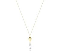 Brosway Collier femme en acier BPC69, élégant bijou avec pendentif en or et perle, chaîne réglable