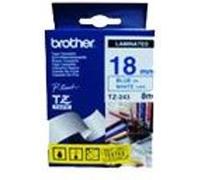 Brother - Blanc, bleu - rouleau (1,8 cm x 8 m) 1 cassette(s) ruban laminé - pour P-Touch PT-1650, 18, 1830, 1880, 1950, 1960, 2100, 2110, 2430, 2700, 2710, 3600, 9800 G