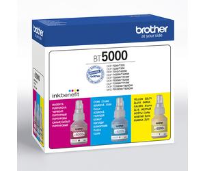 Brother BT5000CLVAL - Pack 3 Cartouches d'Encre Couleur Compatibles Cyan, Magenta, Jaune - 48.8ml - Rendement 5000 pages