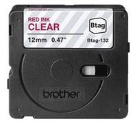 Btag132 12mm red on clear tape