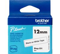 BROTHER BTAG231 - 12mm x 4m / Noir sur Blanc