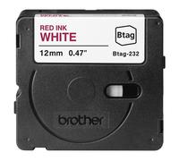 Brother BTAG-232 - Rouge sur blanc - Rouleau (1,2 cm x 4 m) 1 cassette(s) boîte de suspension - bande d'étiquettes - pour Brother PT-N10, PT-N20, PTN-25BT